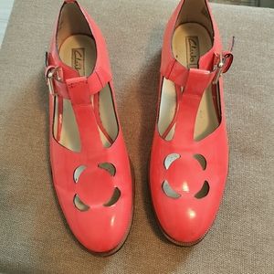 Coral Clarks Mary Jane leather shoes